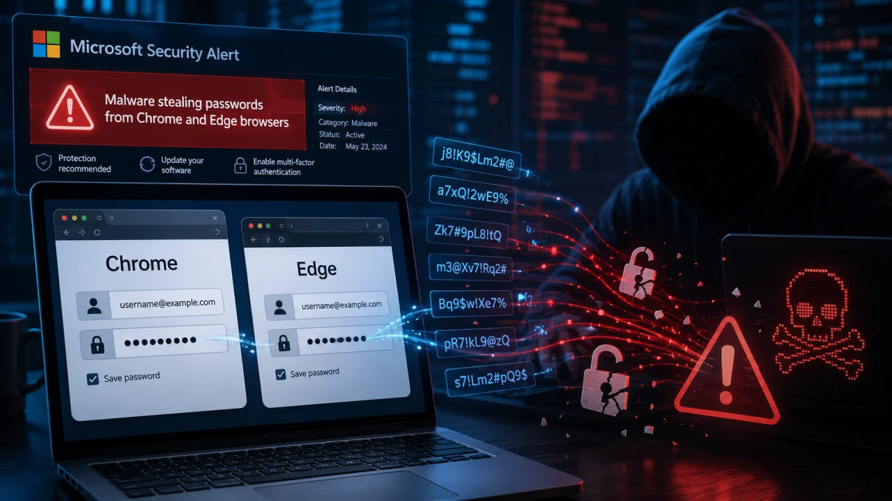 Microsoft emite alerta para vírus que rouba senhas no Chrome e Edge